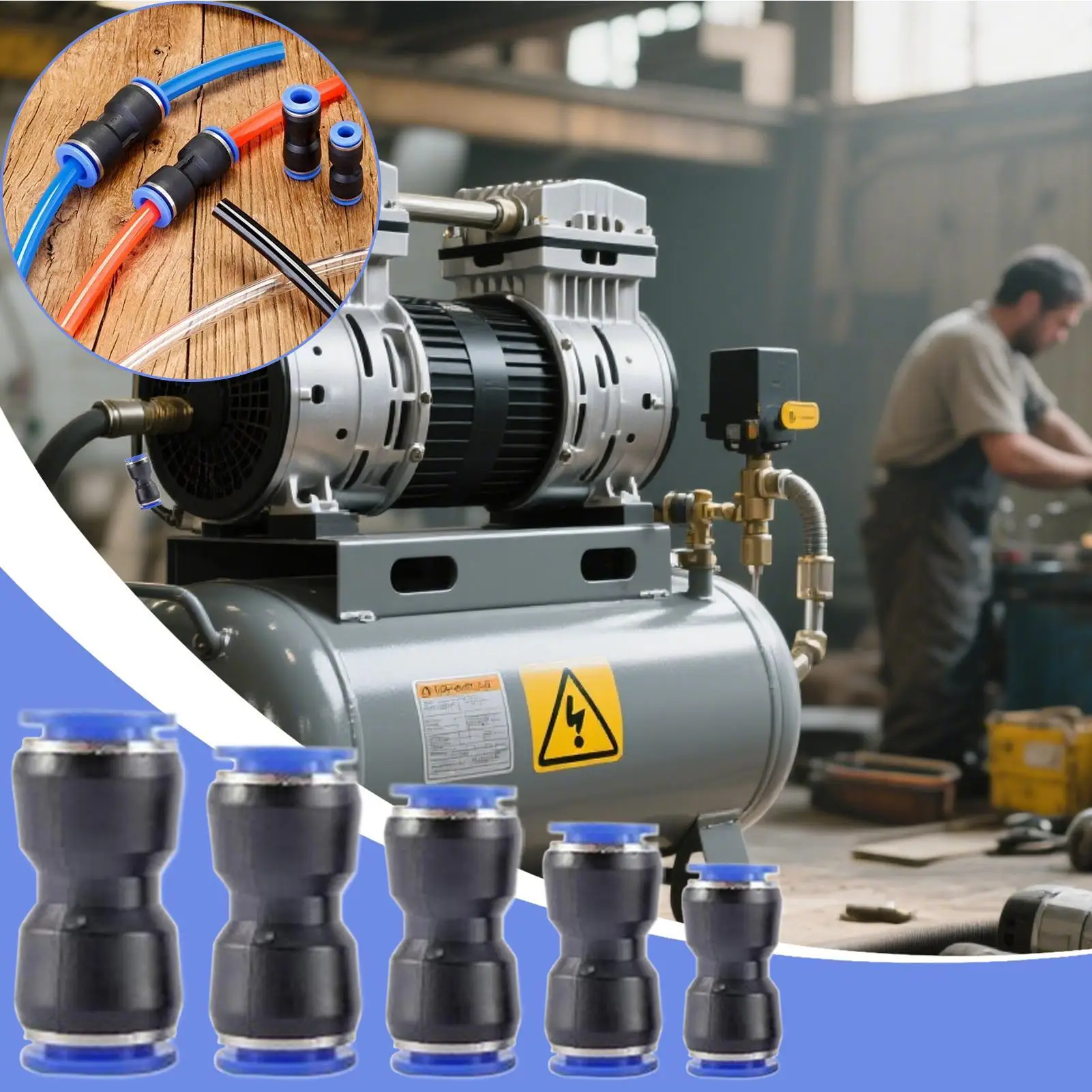 Push-to-connect Fittings 50 Pieces Push To Connect Air Fittings High-Pressure Resistant Compressor Tube Accessories Couplers For