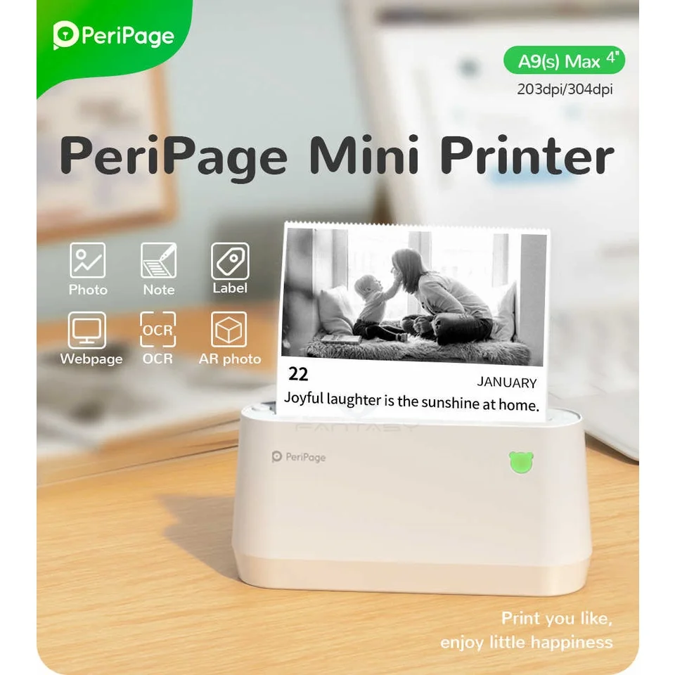 

Peripage A9 Portable Mini Thermal Printer Wireless Photo Mobile Inkless Printer Waybill Size A6