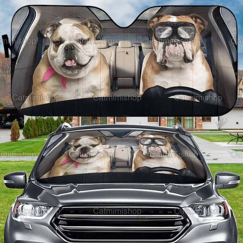 

Bulldog Car Sun Shade, Bulldog Sun Shade, Bulldog Car Accessory, Windshield Sun Shade, Gifts For Him, Gifts For Her LNG162112A41