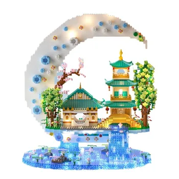 Creative Moon Legend Waterfall Pond Castle Tree House View Set City Model Building Blocks Bricks Toys For Children Adult Gift ﻿ 4