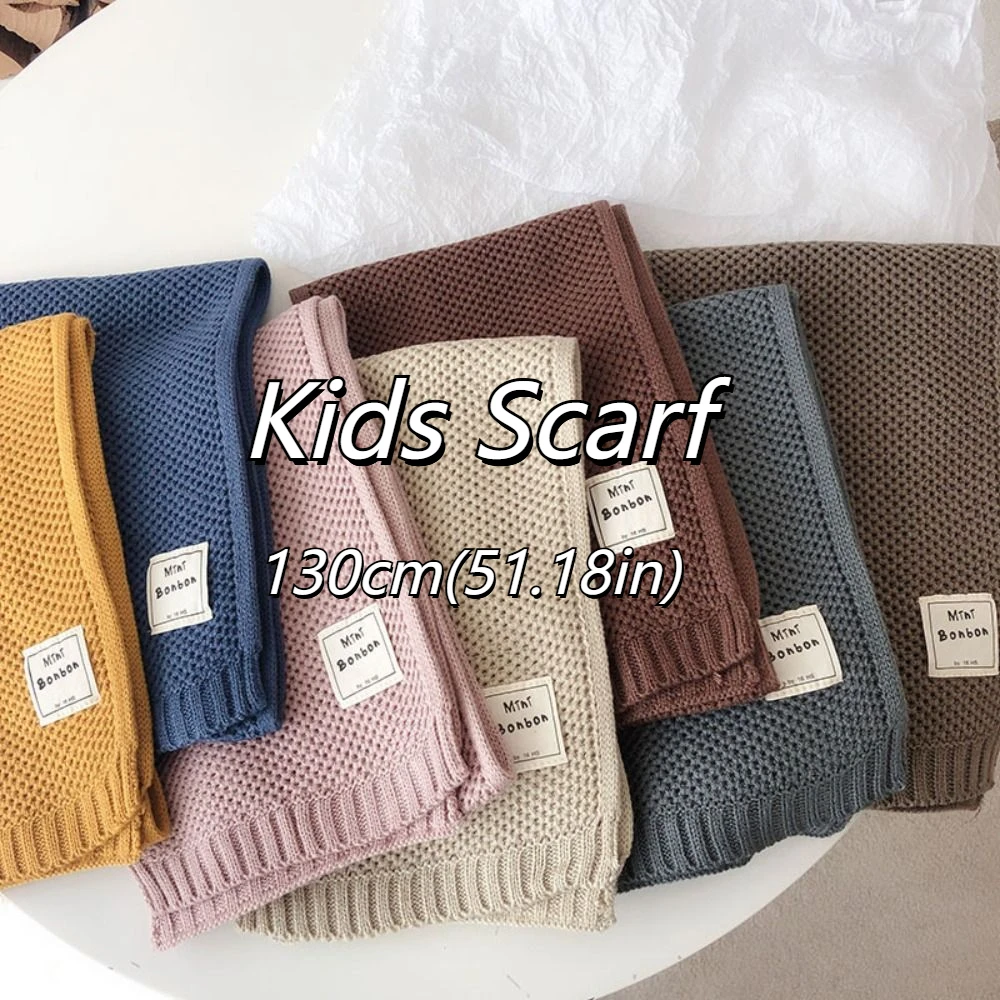 간단한 한국 스타일 소년 소녀 스카프 캐주얼 방풍 어린이 니트 스카프 따뜻한 가을 겨울 양모 뜨개질 스카프