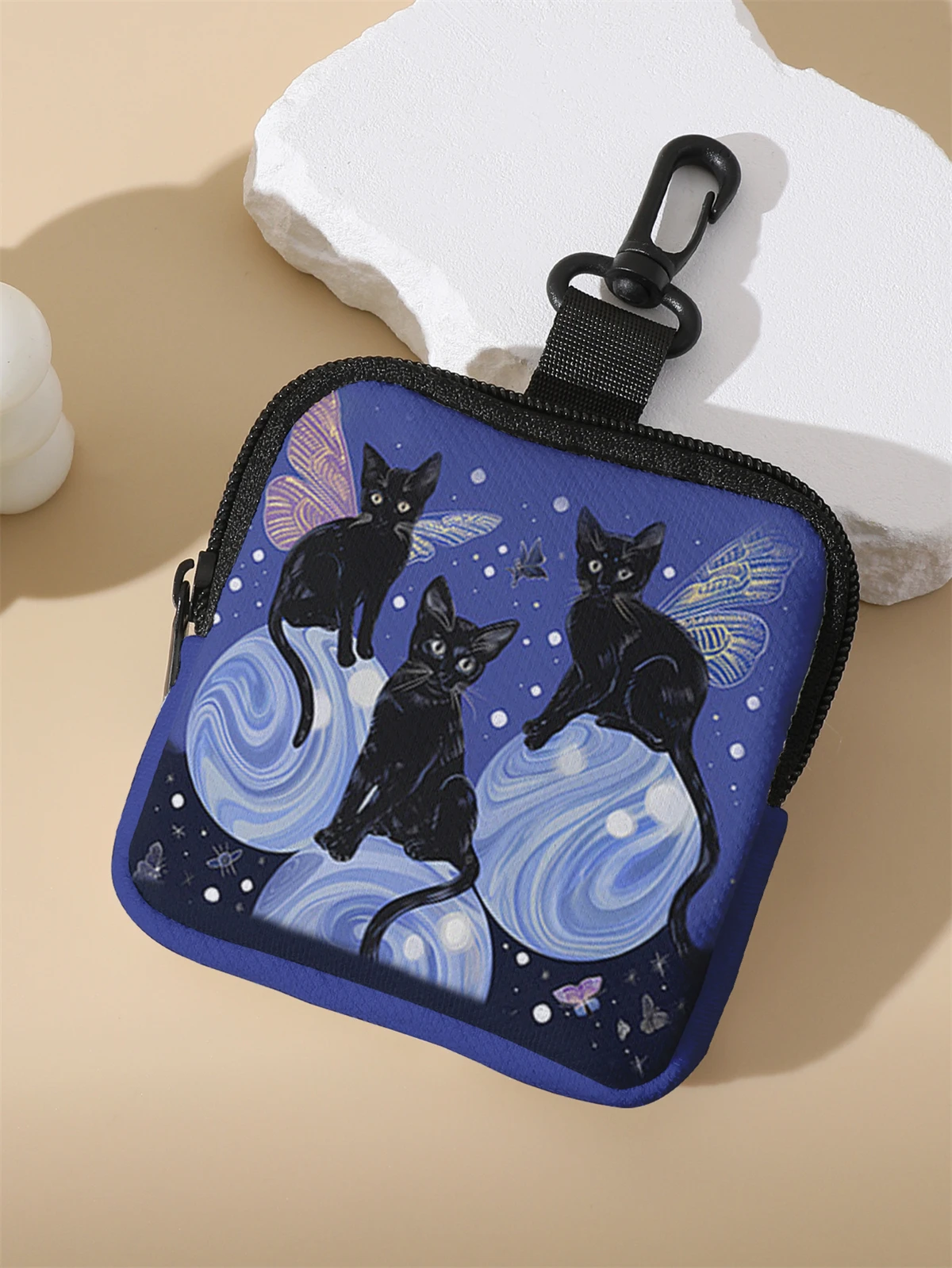 1pc，Cat pattern large capacity coin wallet, digital printed coin wallet, storage bag, and ideal choice for gifts