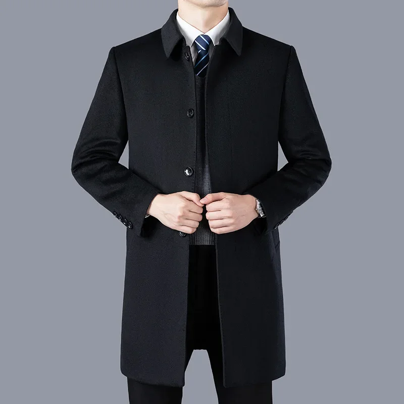 

Autumn and Winter New Coat Men's Mid Length Lapel Trench Coat Business Leaders Casual