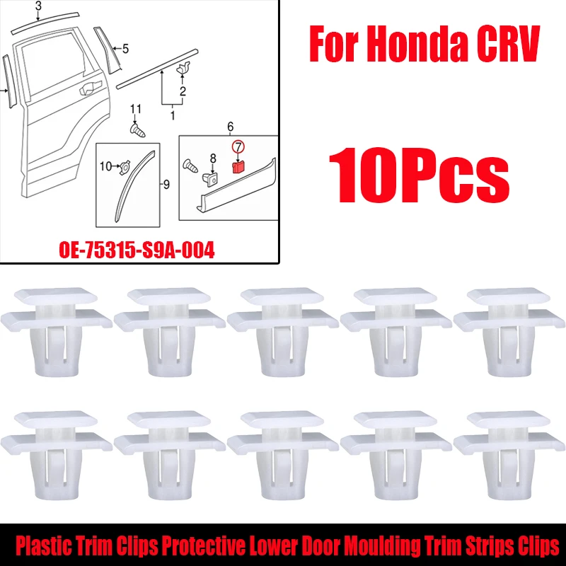 10 Pcs Car Side Skirt Sill Guard Moulding Trim Fastener Clips For Honda - Foto 11