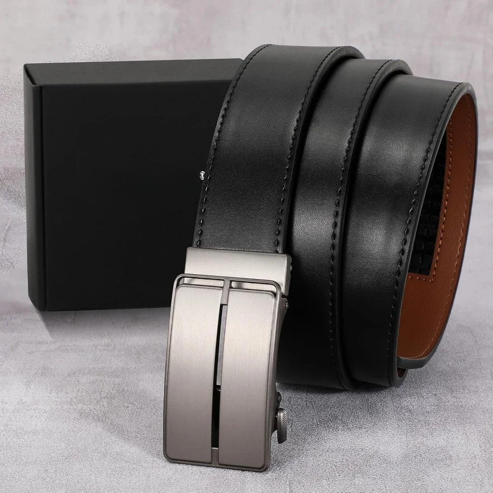 Mens Belt Leather Ratchet Belt For Men Automatic Ratchet Buckle 1 3/8" Slide Belt for Dress Pant 5