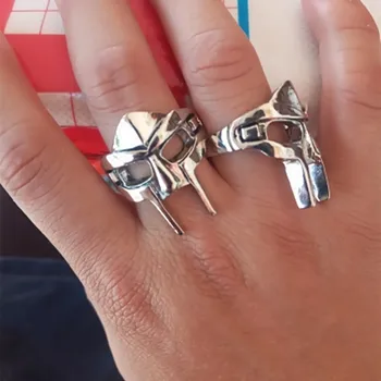 Vintage MF DOOM Mask Rings Style Egyptian Pharaoh Hip Hop Jewelry Bague