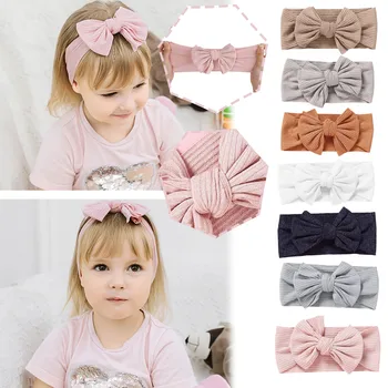 Knit Baby Headband Rib Bow Elastic Soft Nylon Newborn Headbands Baby Girl Children Turban Infant Kids Headwear Hair Accessories 1