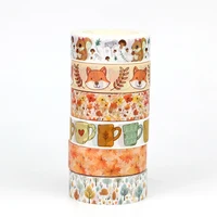 NEW 1PC 10M Decor Mushroom Squirrel Orange Leaves Autumn Washi Tape Set for Scrapbooking Masking Tape Cute Journaling Stationery 1