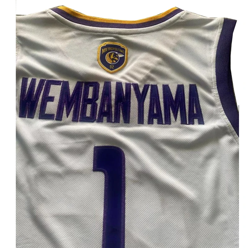 Basketball jerseys Mete 92 1 Wembanyama Sewing embroidery Outdoor Sportswear Sweat absorption Big Size