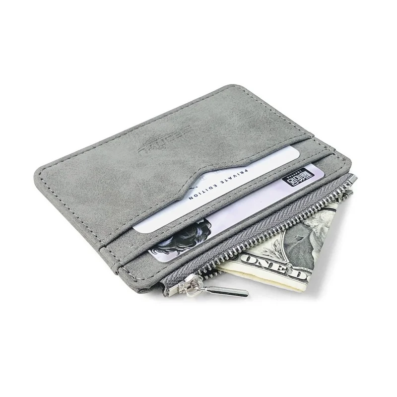 Men Slim Matte Leather Multi Card Wallet