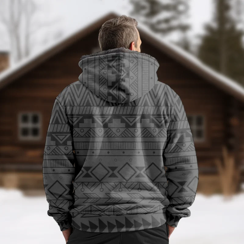 New Totem Italian Cotton Coat Hooded Sweater Casual Print Long Sleeve Zipper Sweater Thick Cotton Coat Autumn and Winter a21