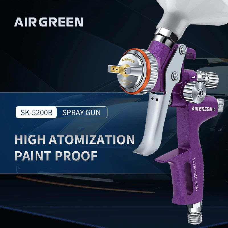 New Purple 1.3MM Nozzle SK-5200B Spray Gun Pistol Environmental Protection Car Paint Repair Coating Sprayer
