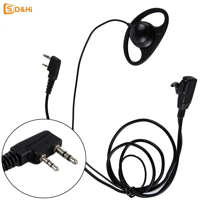 

2 Pin PTT with Mic Headset D Shape Soft Ear Hook Earpiece for UV-5R 888S 777S 666S BF Handheld Walkie Talkie BaoFeng Accessories