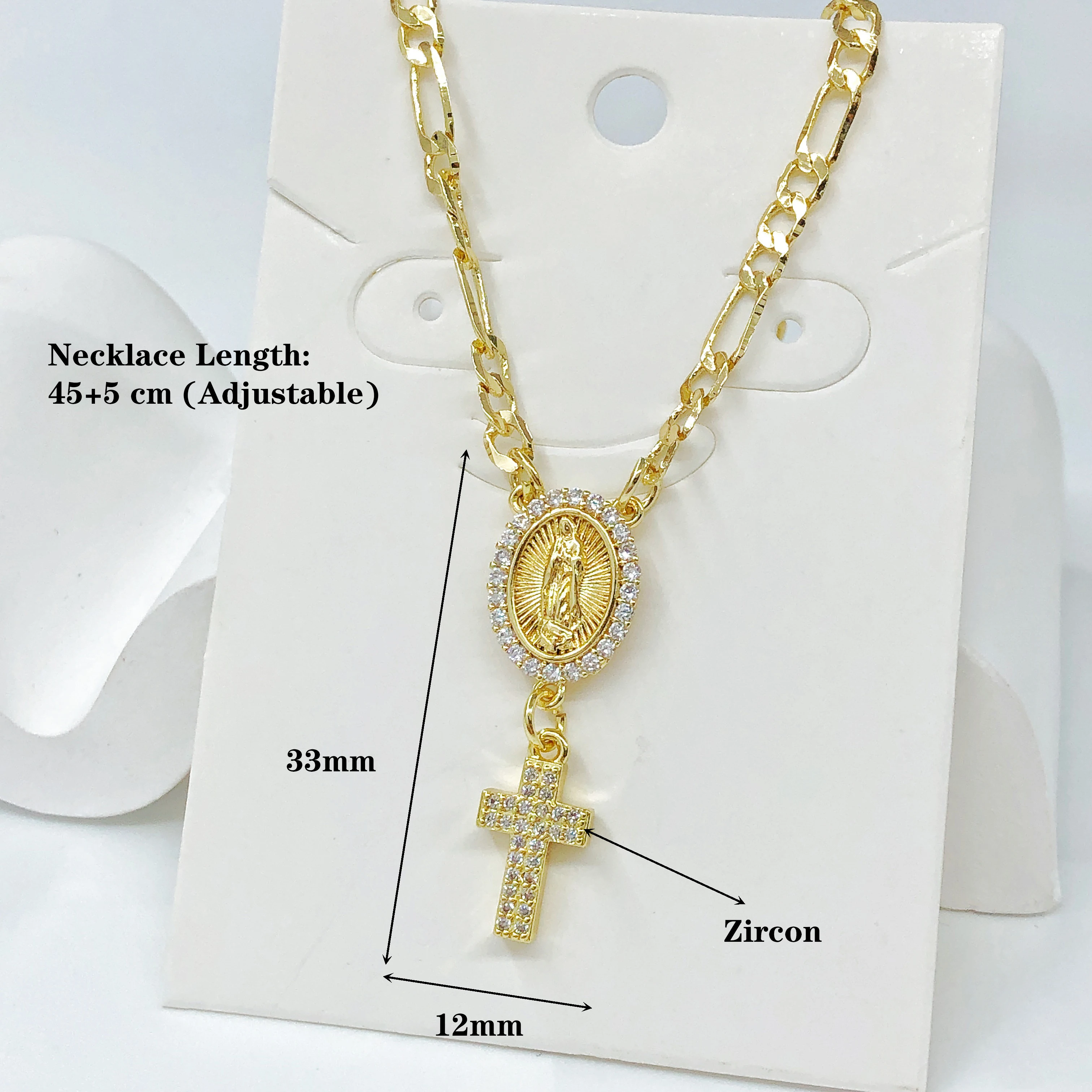 Gold-Plated Virgin Mary Cross Necklace – Religious Jewelry Gift 5