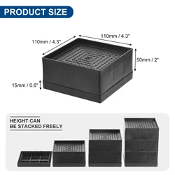 Adjustable Non - Slip Furniture and Bed Lift Supports - Set of 4 (5.5 Inch Black)