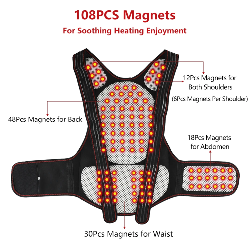 Magnetic Therapy Self-heating Back Support Brace Belt Lumbar Posture  Corrector Cervical Spine Shoulder Waist Heated Massager Pad - AliExpress