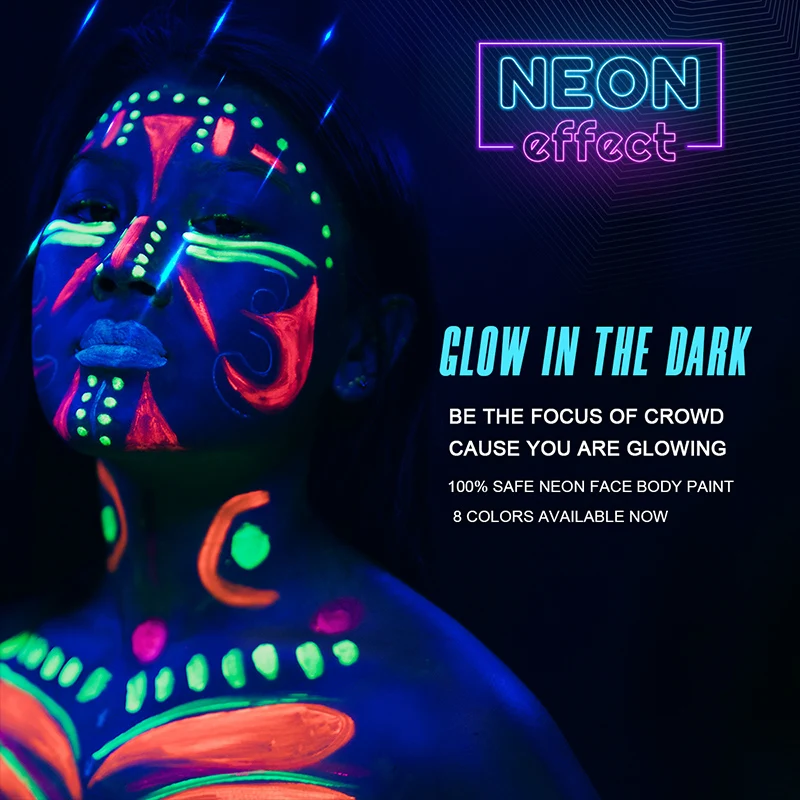 Bowitzki 30g Neno Fluorescent Face Paint Body Paint Hypoallergenicity For Paint Children's Caritas And Professional Facial Paint 6
