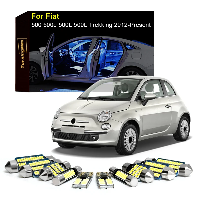 

Canbus Interior Lighting LED Bulbs Kit Package For Fiat 500 500e 500L Trekking 2012-Now Dome Indoor Lamps Lights Car Accessories