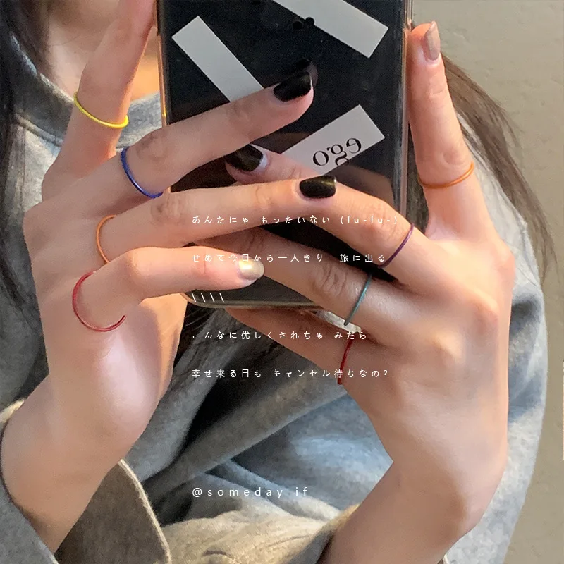 

Accessories for Women Color Thin Ring Female Niche All Matching Plain Cute Candy Color Fashion Simple Personality Tail Rings