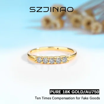 Moissanite Row Ring 18K Gold Au750 Diamond Ring for Women Wedding Anniversary Engagement Gift High Jewelry with Certificate 1