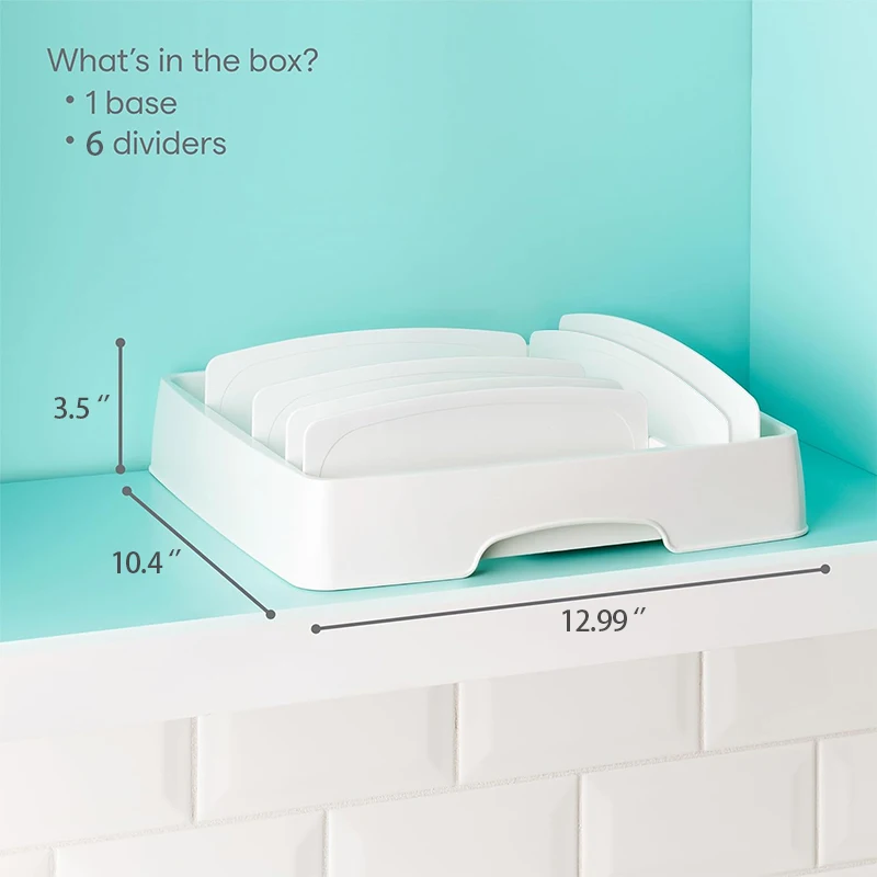 Adjustable Food Container Lid Organizer for Kitchen Cabinet Storage