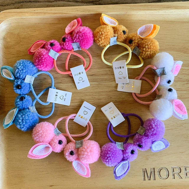 Juego de 2 gomas para el pelo de conejo de felpa para niñas gomilla pelo  bebe elásticas pequeñas gomitas pelo niña dibujos animados pulseras gomas  de pelo infantiles accesorios para niñas - AliExpress