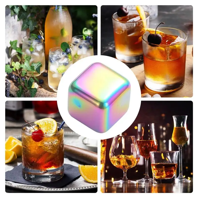 304 Durable Reusable Odorless Whiskey Ice Cubes Stainless Steel Chilling Rocks For Drinks Whiskey Vodka Liqueurs Wine Chiller