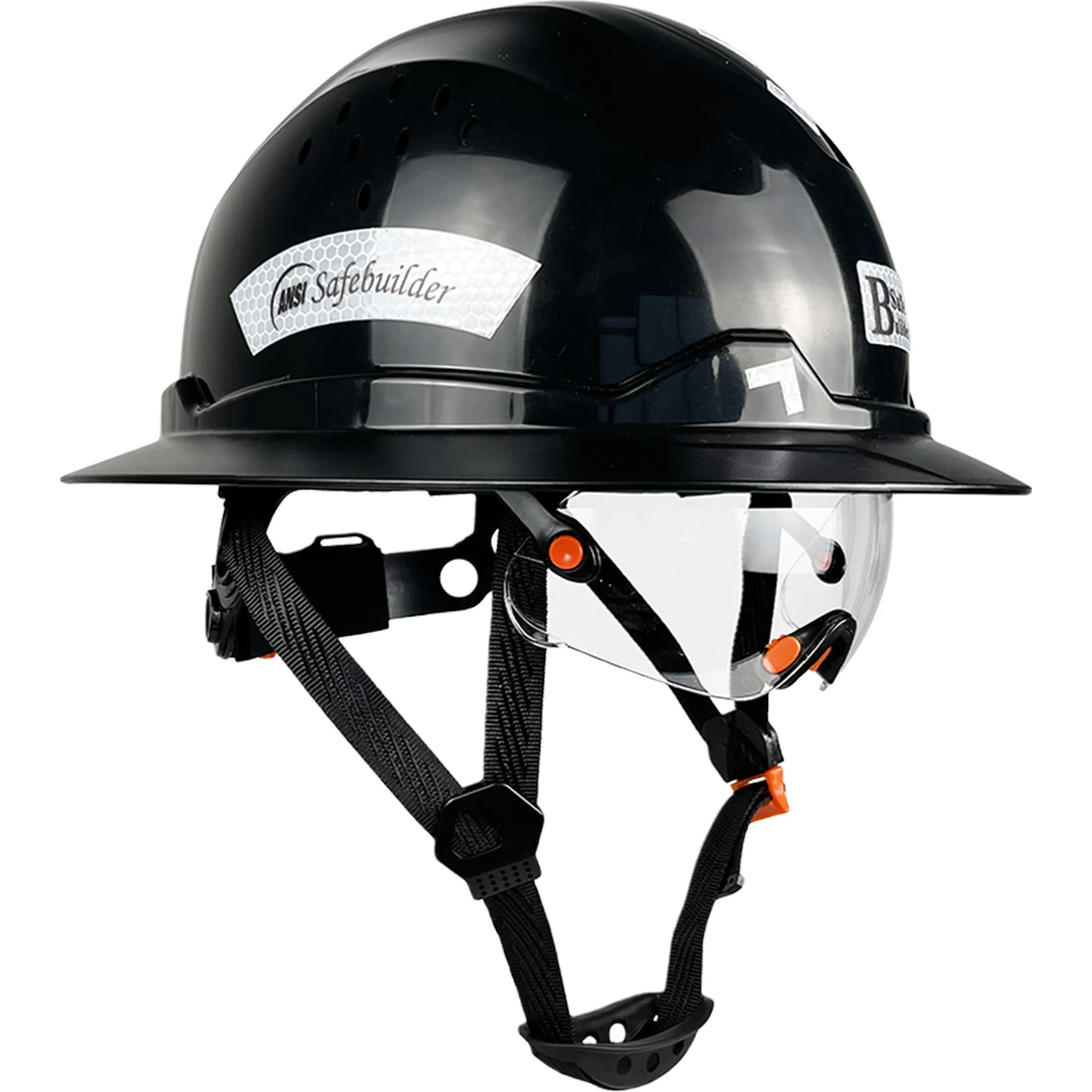 Safety Helmet Industrial Full Brim Hard Hat Engineer Sunshield Construction ANSI Approved HDPE Safety Helmet Visor 6 Point Adjustable