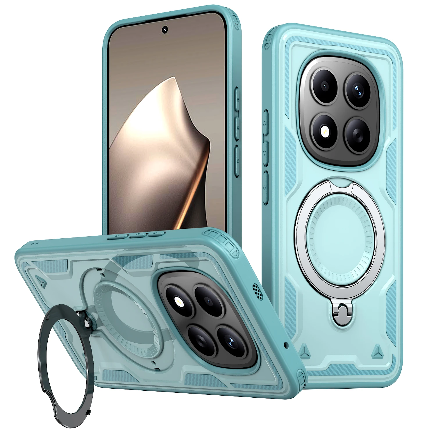 Enhanced Armor Magnetic Case with Wireless Charging Stand - Shockproof Protection Cover