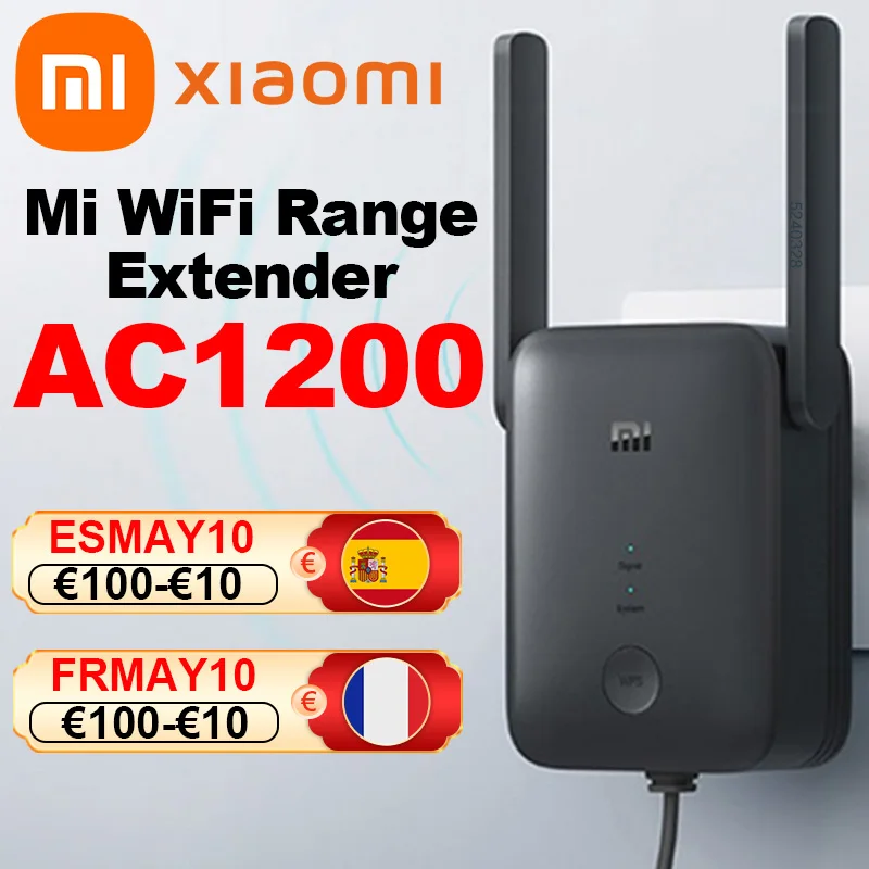 Xiaomi Mi WiFi Range Extender AC1200, répéteur WiFi, connexion stable, WiFi  double bande, entrée Ethernet, indicateur de signal intelligent, noir,  version italienne