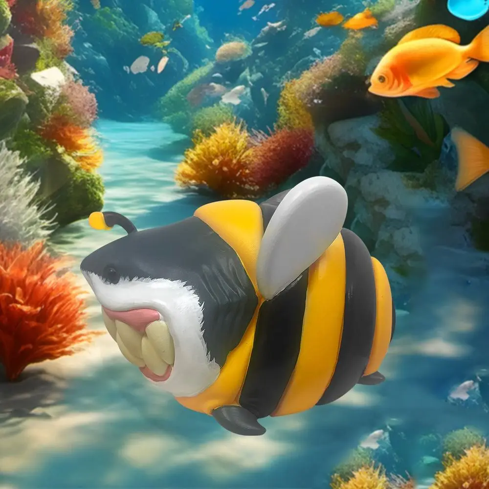 Q-version Shark Bee Ornament Resin Whale Shark Shark Resin Ornament Spoof Cartoon Animal Statue Ornament Science Fiction Fans