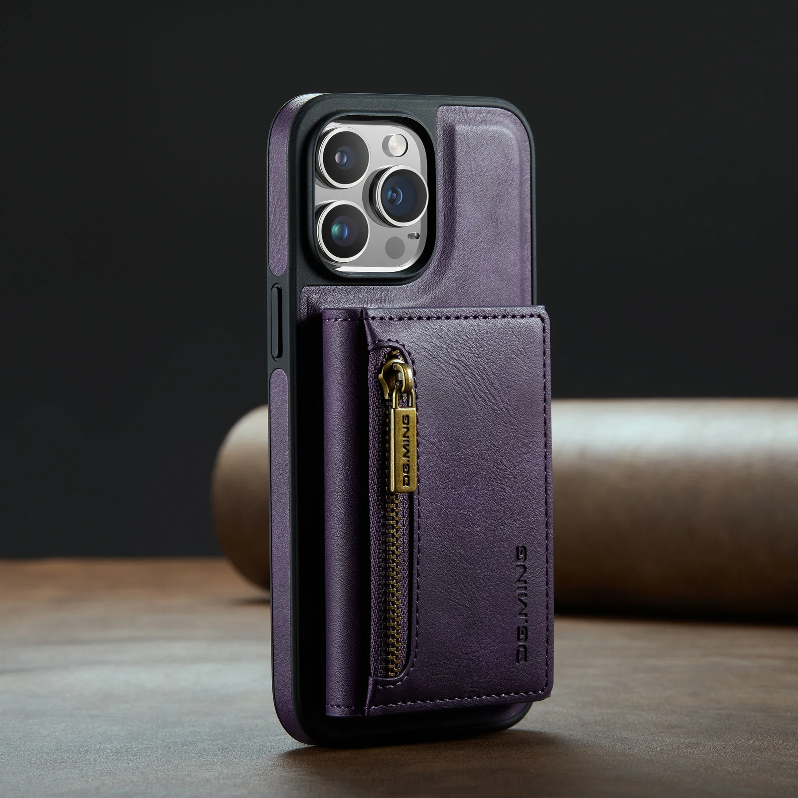 thumbnail image 1 of Funda de teléfono de cuero para iPhone 15, 14, 13, 12, 11 Pro Max, billetera de lujo, montaje en coche, carga inalámbrica supermagnética, 1 of 5