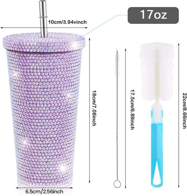 Bling Strass Plastik becher mit Deckel funkelnden Diamant Stroh Wasser  flasche Auto Kaffeetasse Tasse 450ml