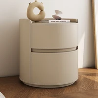 Table de chevet ronde en cuir de luxe légère, armoire de chevet de chambre à coucher, armoire de rangement de salon, armoires de rangement créatives pour chambre à coucher 1