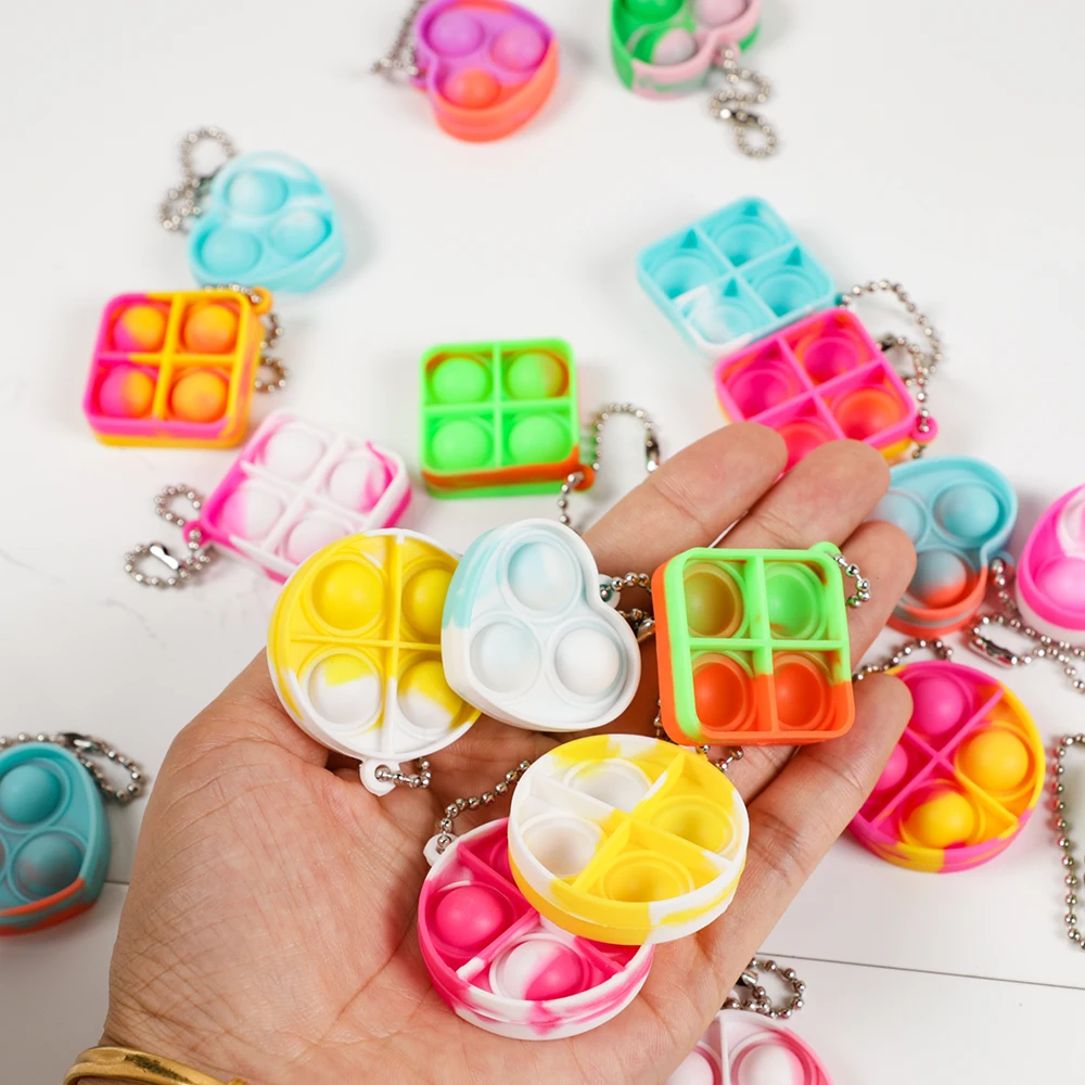 Fidget toys party toys pop keychain toys 20Pcs mini pop keychain toddler sensory fidget toys bulk for classroom prizes kids birthday party favors goodie bag stuffers