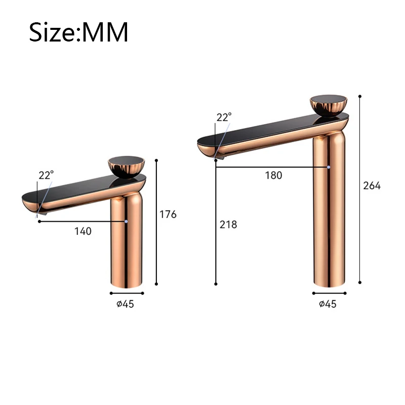 grifo de lavabo de latón dorado rosa