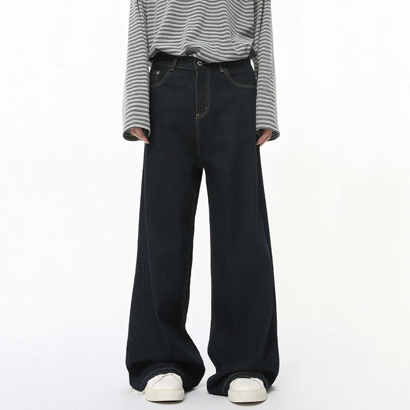 IEFB Korean Style Men Jeans Casual Droop Solid Color Trousers Straight Loose Wide Leg Autumn Male Denim Pants New Simple 9C7861 2