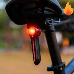 Bicycle Rear LED Safety Light - IP65 Waterproof, USB Rechargeable Taillight (Black)