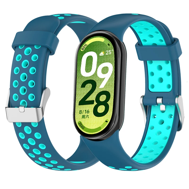 Sportarmband für Xiaomi Mi Band 10 9 8 Armband Zweifarbiges Silikonarmband für Miband 9 8 Armband Miband 10 Ersatzarmband – Detail 9