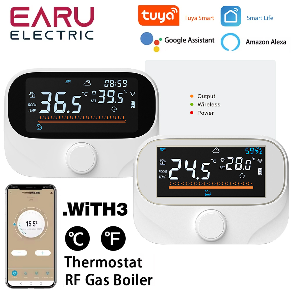 Tuya WiFi Smart Home Wireless Thermostat RF Battery Gas Boiler Water Heating Digital Temperature Controller Alexa Google Home