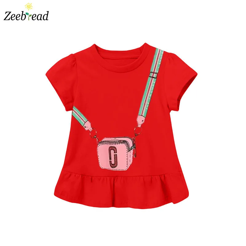 

Zeebread 2-7T Red Summer Children's T Shirts Kids Girls Tees Tops Cotton Baby Costume Shirts Clothes