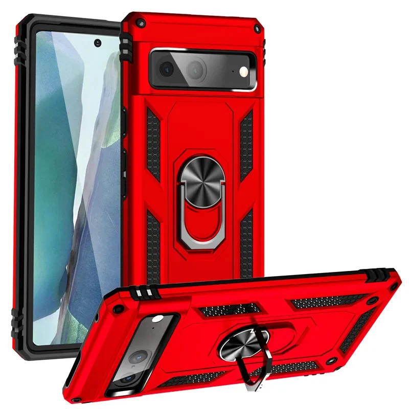 Stylish Magnetic Ring Holder Shockproof Phone Case with Protective Armor Back Cover