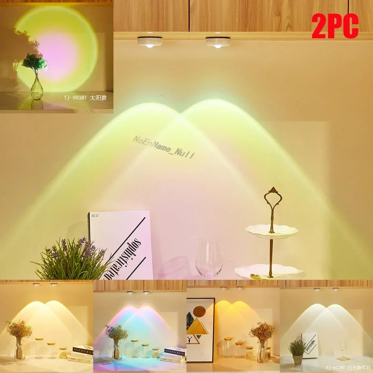 

2pc Battery Powered Touch LED Cabinet Light Stick On Wall Sunset Lamp for Kitchen Bedroom Closet Cupboard Night Light Decoration