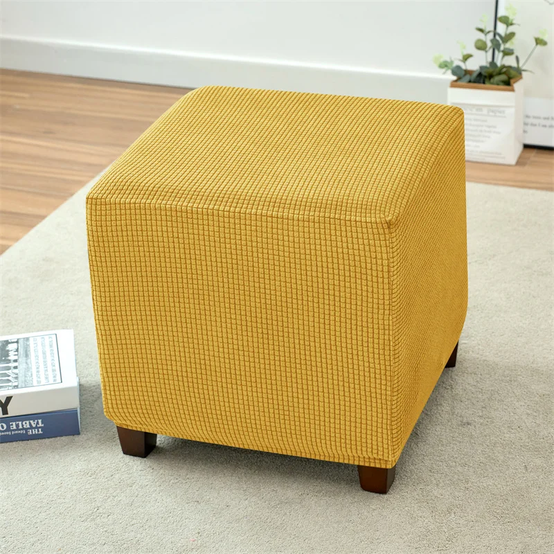 Luxurious Elastic Square Ottoman Cover - Plush Polar Fleece Footrest Slipcover and Furniture Protector