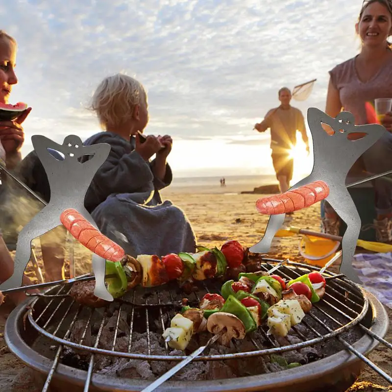 Funny Hot Dog Roaster Metal Sausage BBQ Tool Creative Hot Dog Spit Barbecue Camping Accessory For Campfire Grill Bonfire Party