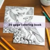Coloring Book Animal Character Protrait Mandala Flowers 20*20cm 24 Exquisite Pictures Stress Relief Relaxtion For Adults Teens 5