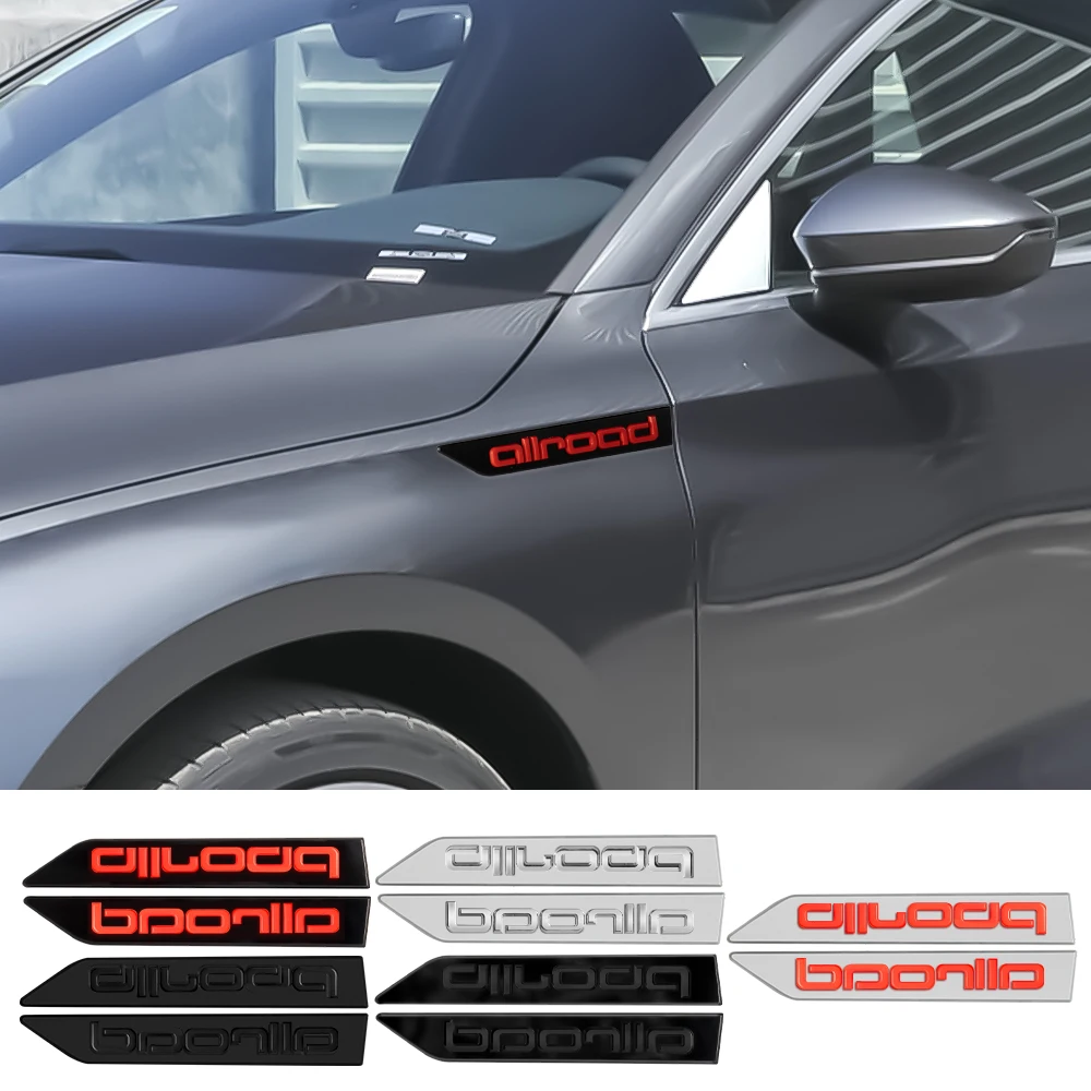 2Pcs 3D Abs Allroad Emblem Car Styling Side Fender Decor Stickers Per Audi A3 8P S3 A4 B8 B6 B7 A6 C6 A5 Q3 Q5 Q7 Tt A1 A2 A7 A8