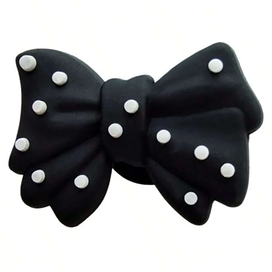 18pcs Black & White Kitty Shoe Charms Set for Clogs Bag Bubble Slides Sandals PVC Shoe Decorations Beach Bag Accessories