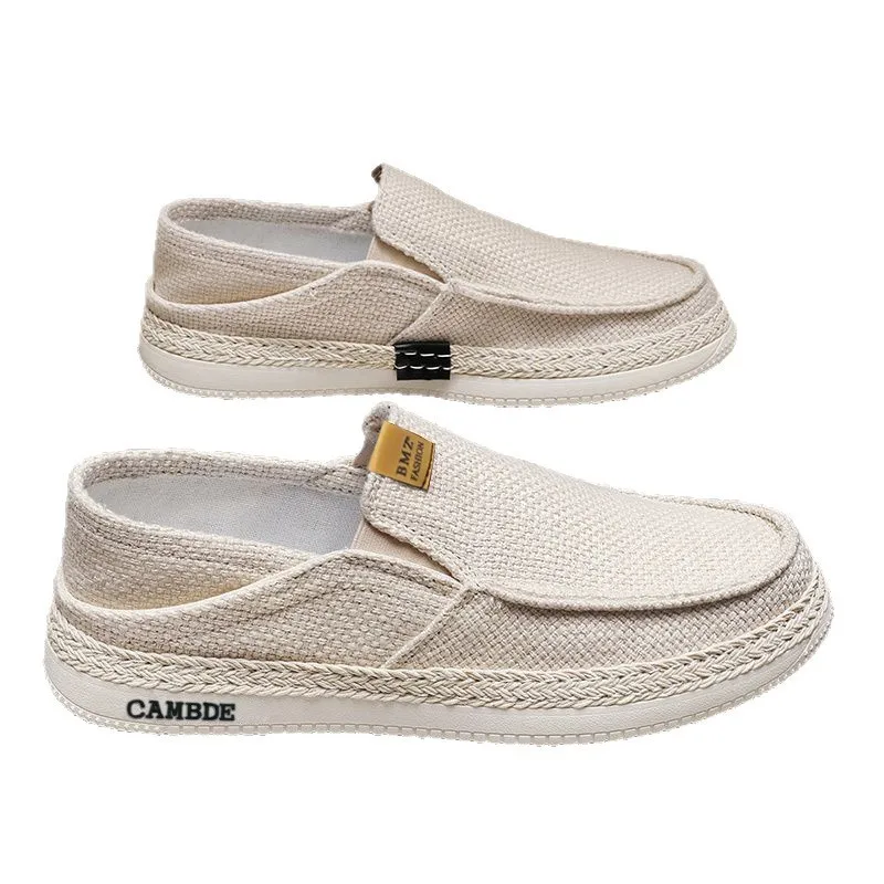 Men's Canvas Shoes Breathable Linen Summer Slip-On Casual Loafers Trendy Lazy Person's Flats Comfortable Wear for Daily Use - 5