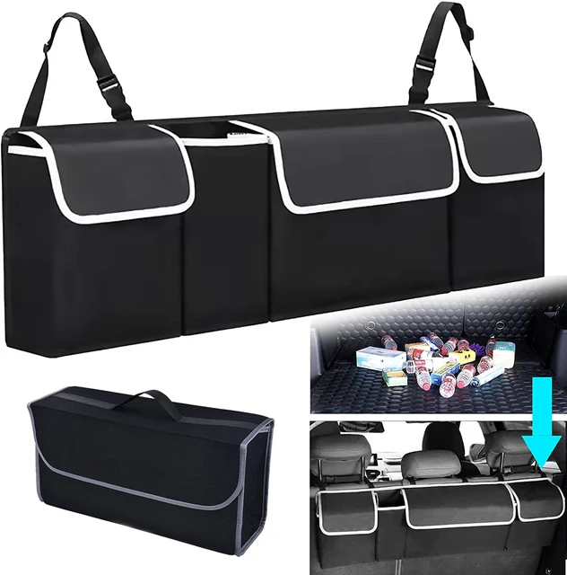 Organizador de maletero de coche, bolsa de almacenamiento ajustable con  múltiples bolsillos, red de alta capacidad, multiusos, Oxford - AliExpress